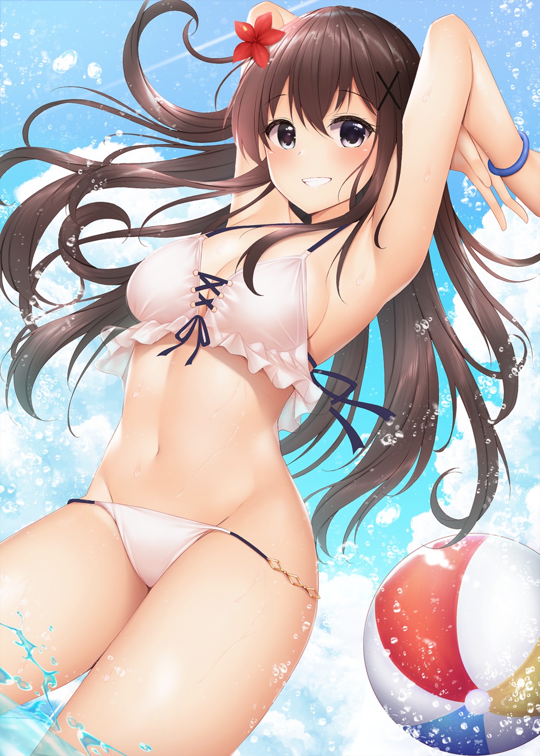 bikini minato_ojitan panty_pull swimsuits wet