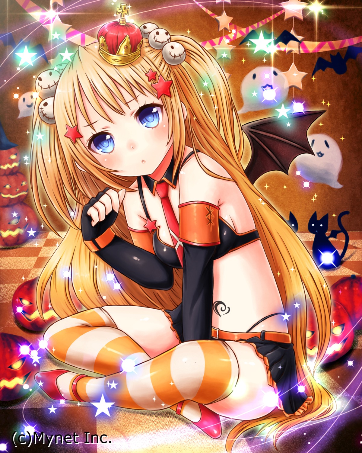 bikini_top cleavage halloween heels miyamae_porin neko swimsuits tail tattoo thighhighs thong wings