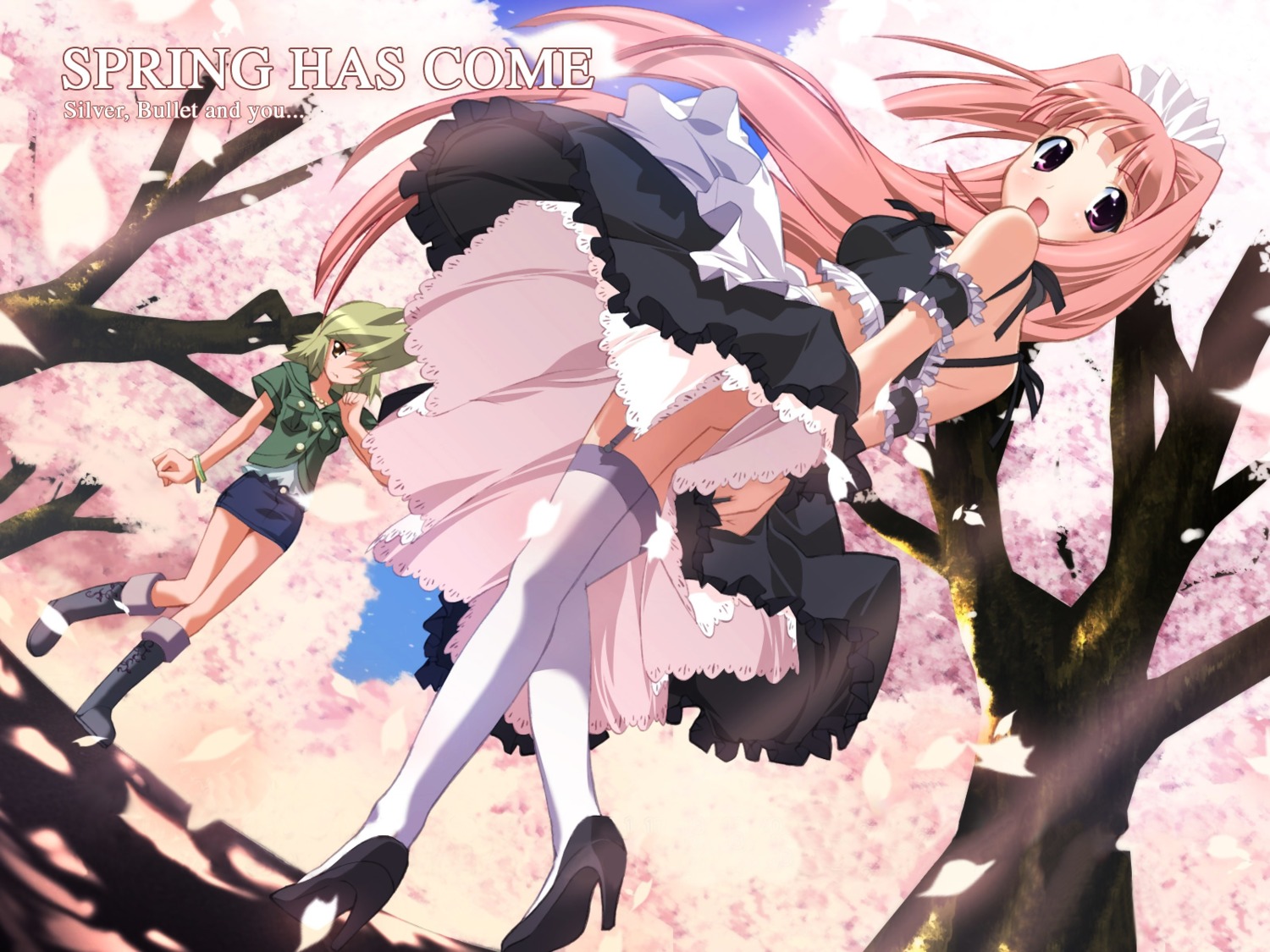 emori_misaki maid nopan thighhighs wallpaper