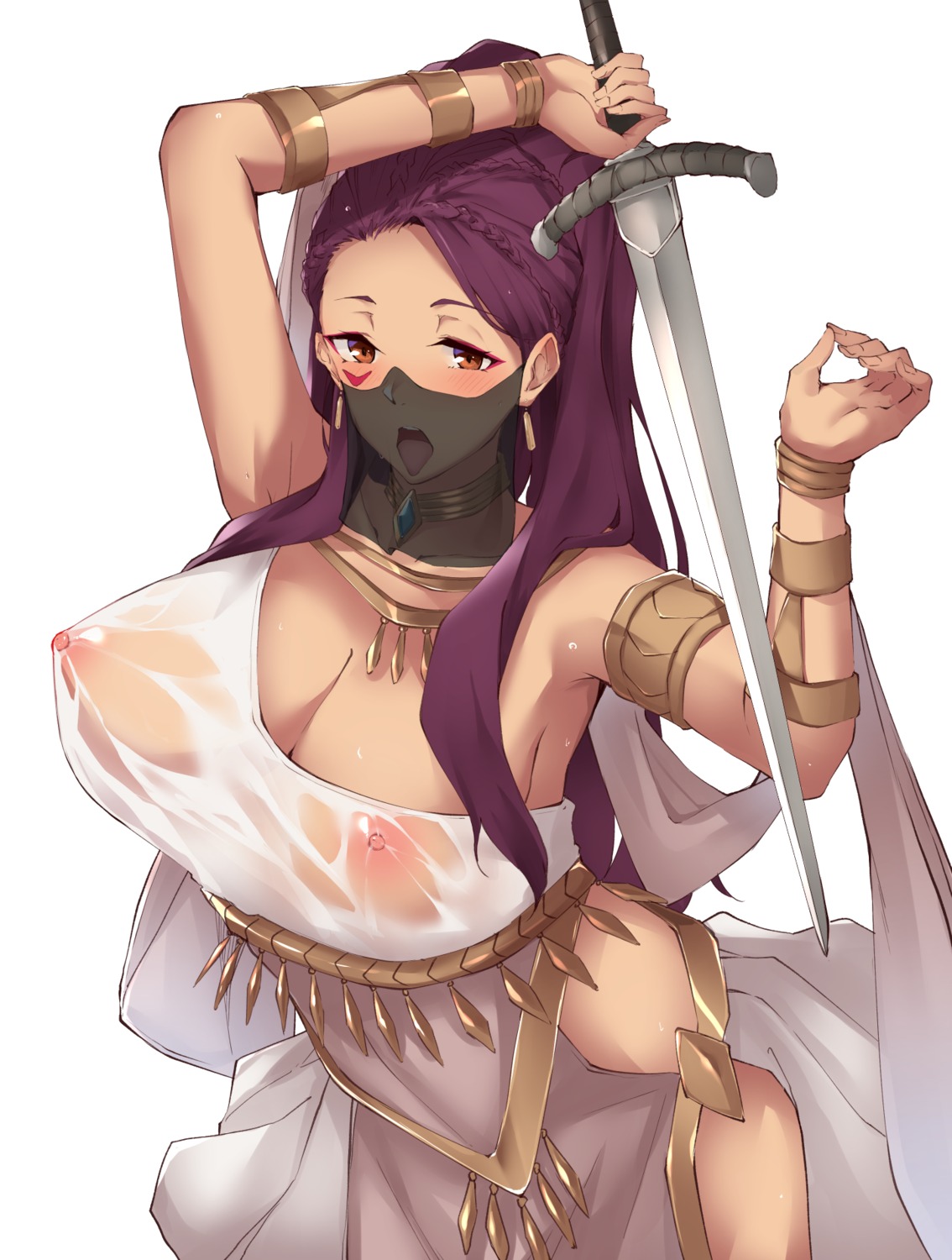 fire_emblem fire_emblem_three_houses flugel_(kaleido_scope-710) nipples no_bra petra_(fire_emblem) see_through sword wet