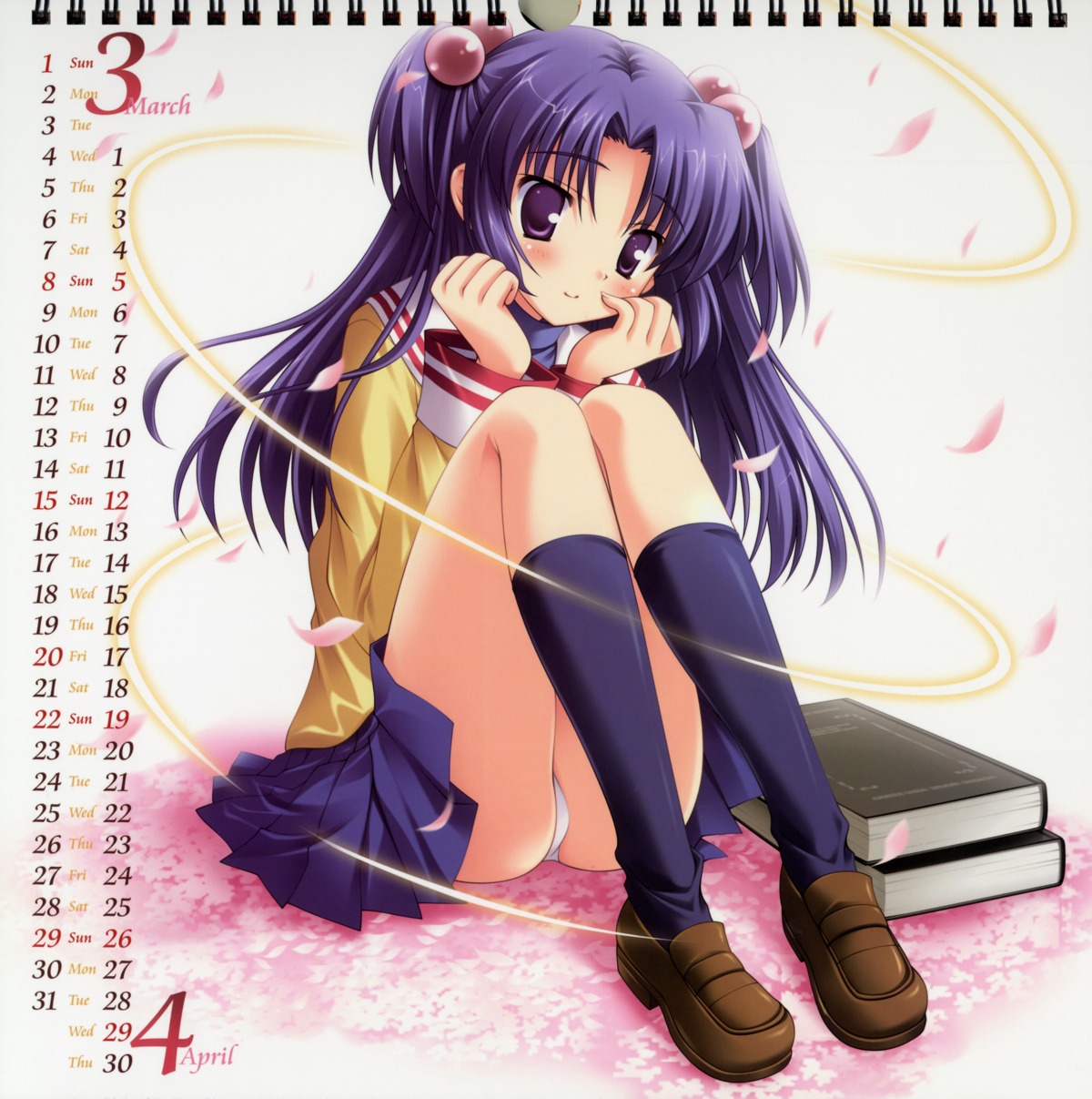 calendar clannad ichinose_kotomi ikegami_akane pantsu seifuku