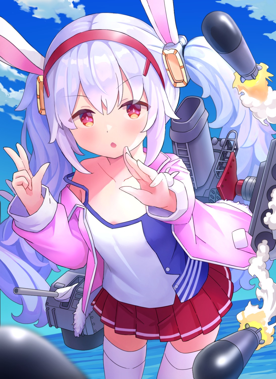 animal_ears azur_lane bunny_ears laffey_(azur_lane) nomio thighhighs