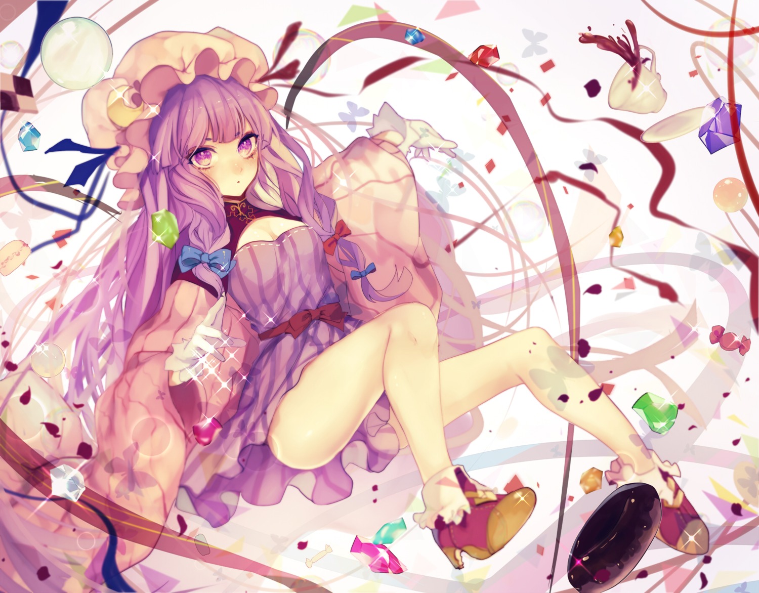 cleavage daimaou_ruaeru dress heels patchouli_knowledge touhou