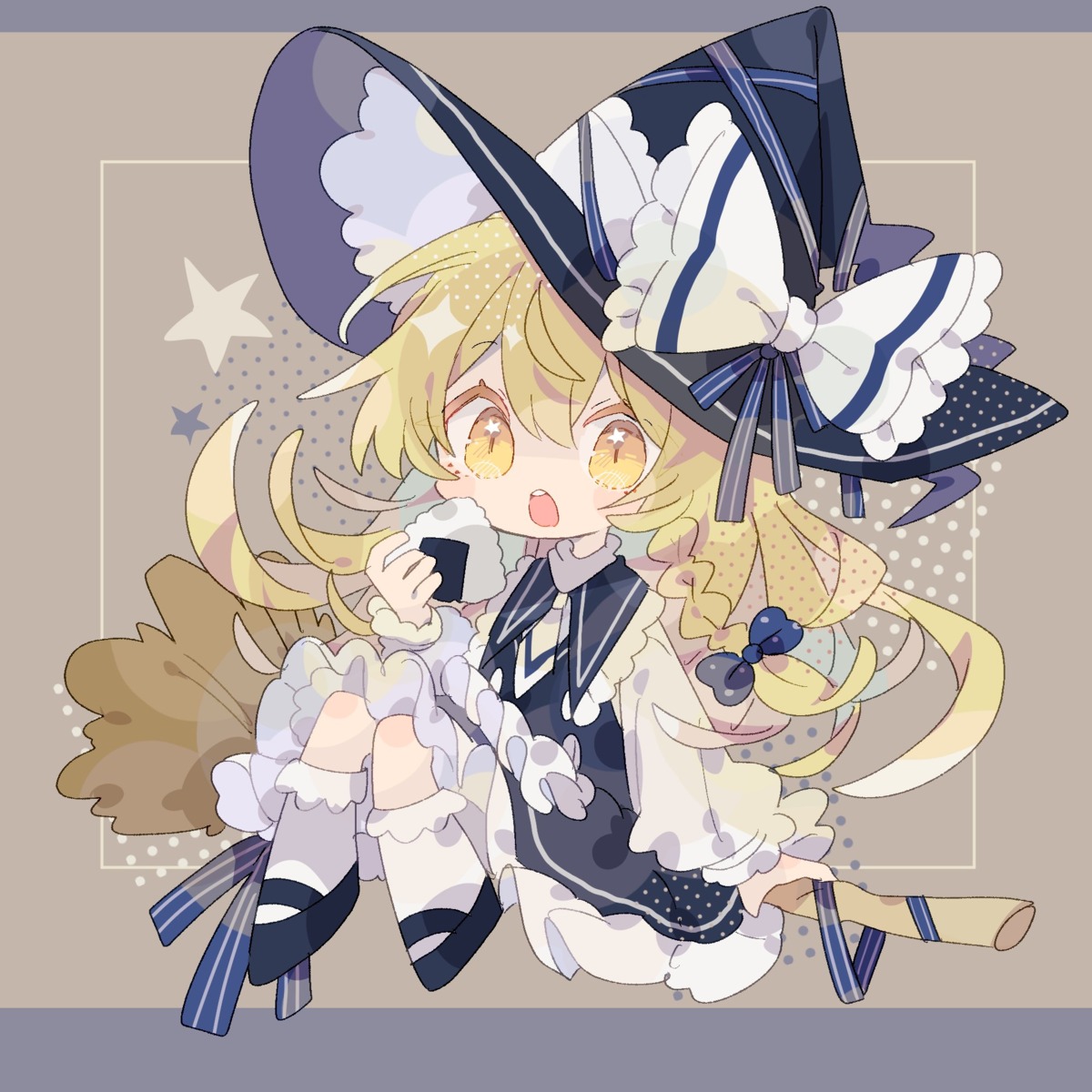 chibi dress kirisame_marisa nikorashika skirt_lift touhou witch