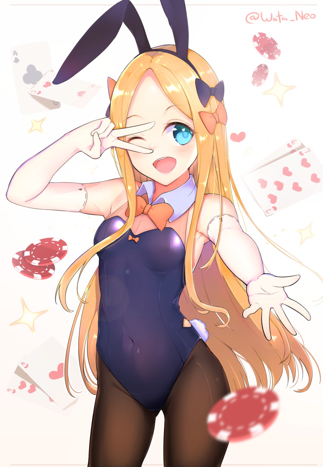 abigail_williams_(fate) animal_ears bunny_ears bunny_girl chunyineo fate/grand_order pantyhose see_through tail