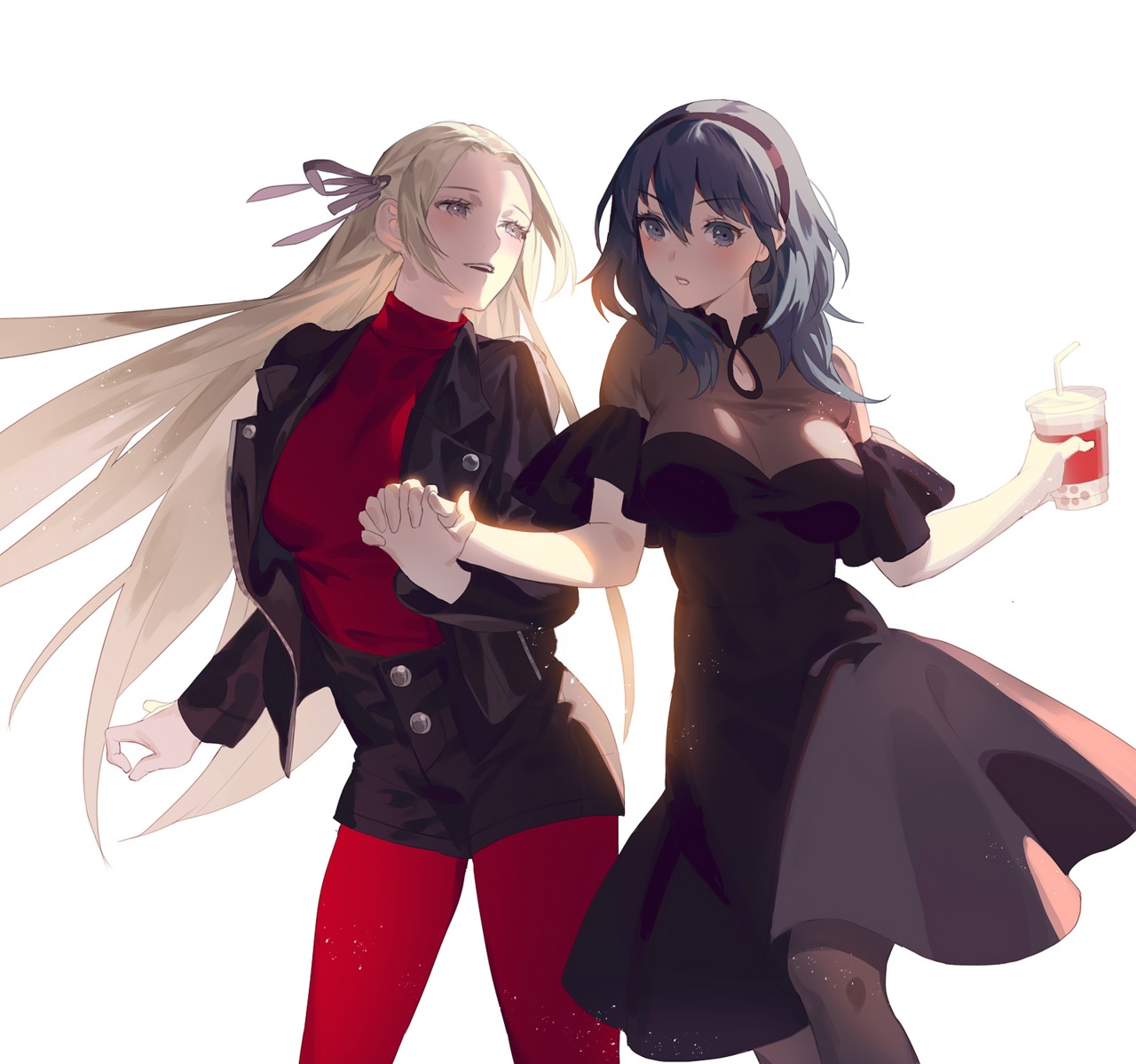 byleth_(fire_emblem) dress edelgard_von_hresvelg fajyobore fire_emblem fire_emblem_three_houses pantyhose see_through yuri