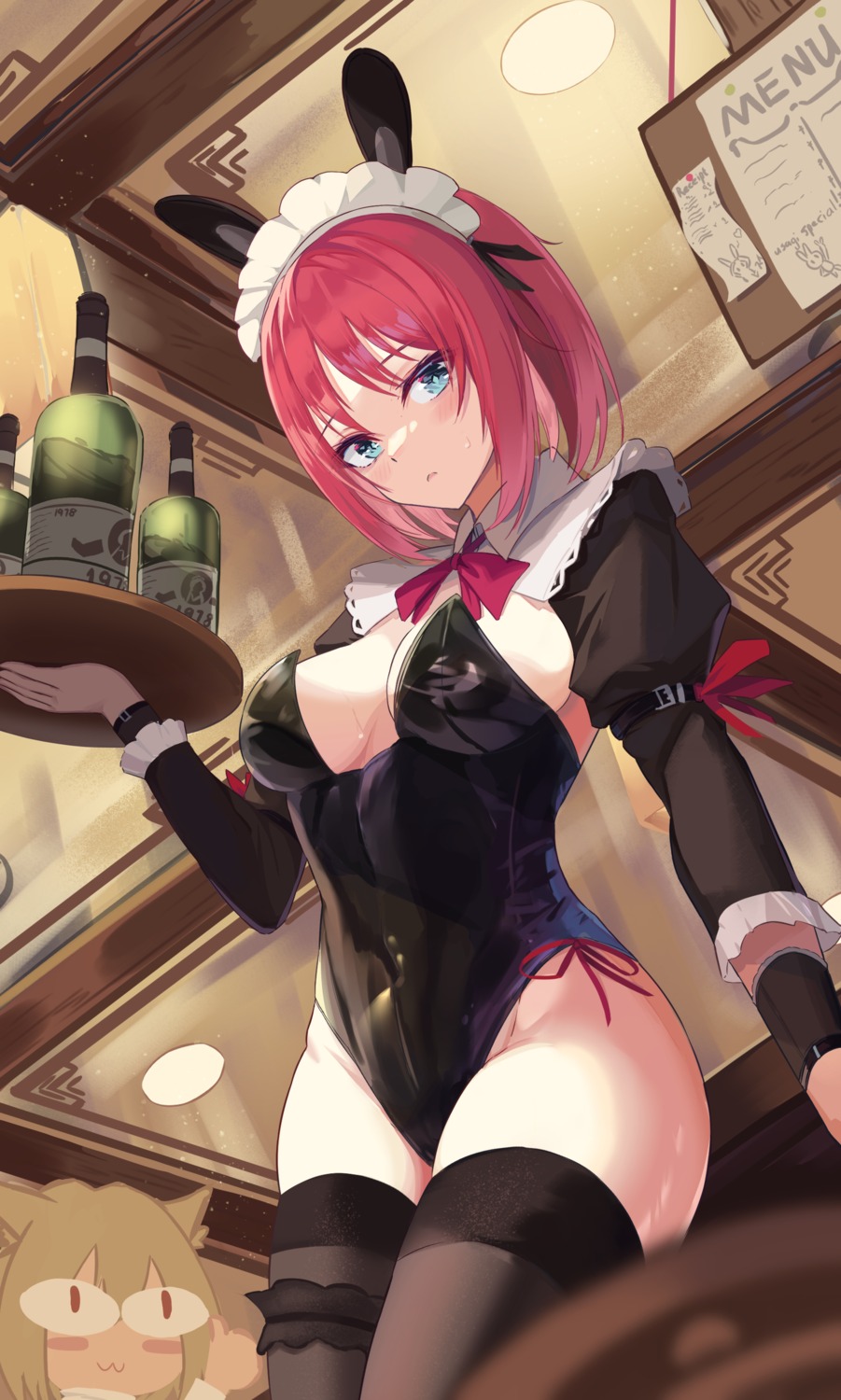 animal_ears artist_revision bunny_ears bunny_girl garter hisui kitabana maid no_bra thighhighs tsukihime waitress