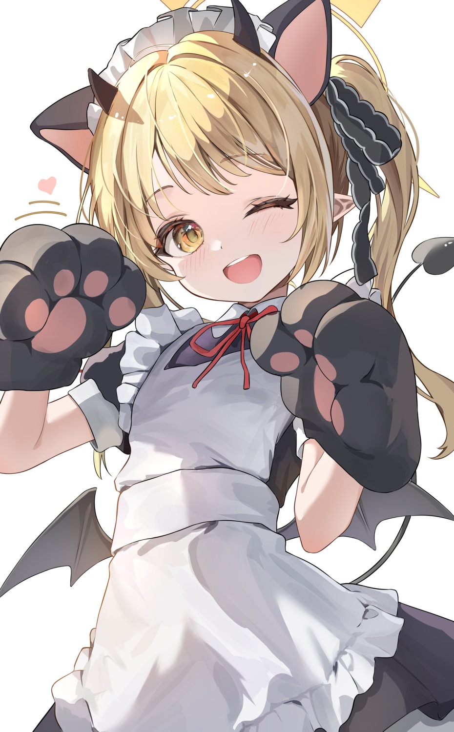 animal_ears blue_archive devil halo horns maid nekomimi pointy_ears tail tanga_ibuki umou_(umouawa) wings