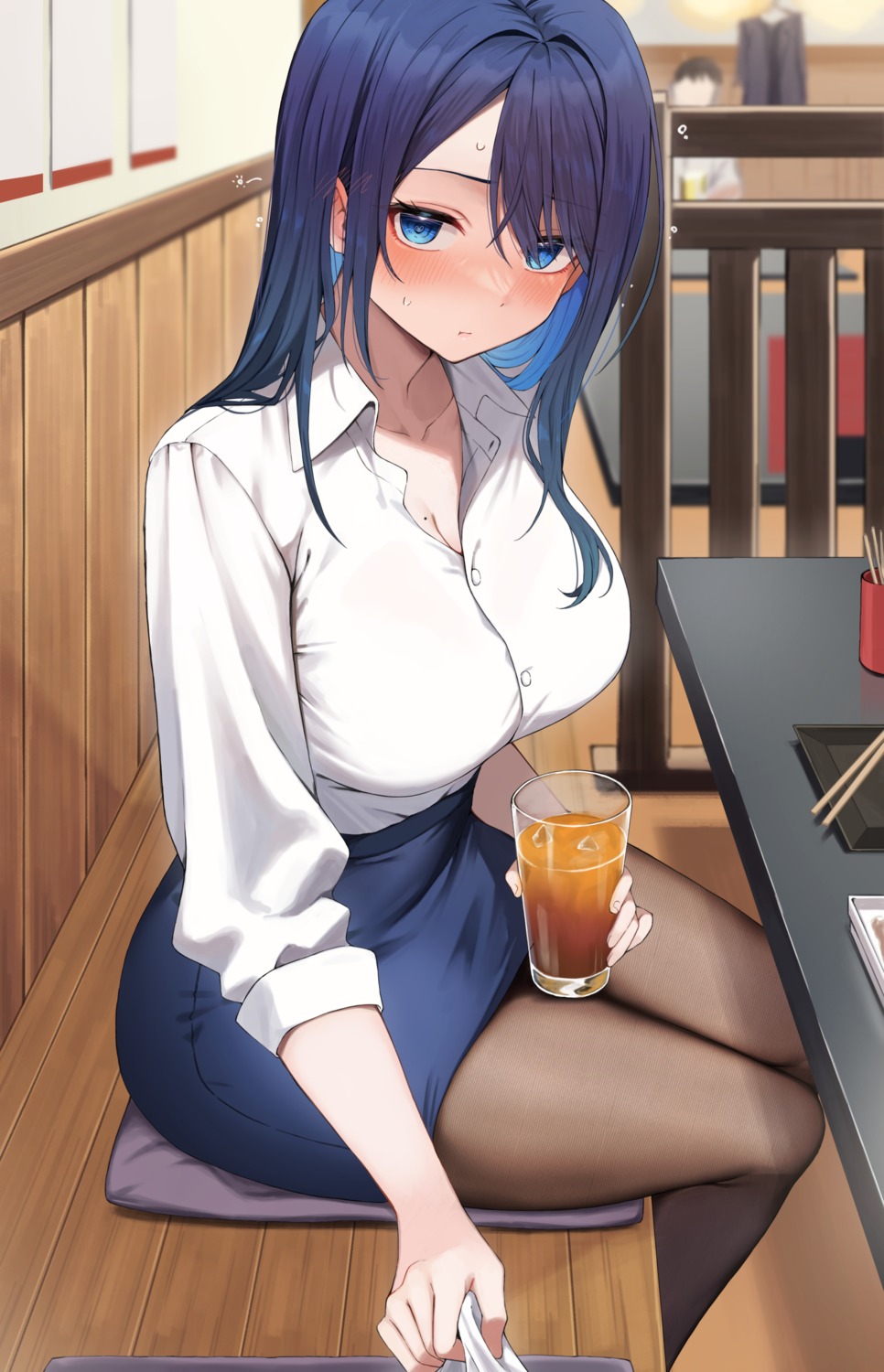 cleavage dress_shirt kouhai-chan_(udon.) pantyhose udon.