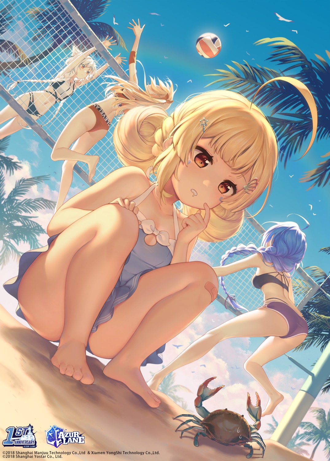 animal_ears ass azur_lane bikini biloxi_(azur_lane) cleveland_(azur_lane) eldridge_(azur_lane) feet montpelier_(azur_lane) starbottled swimsuits