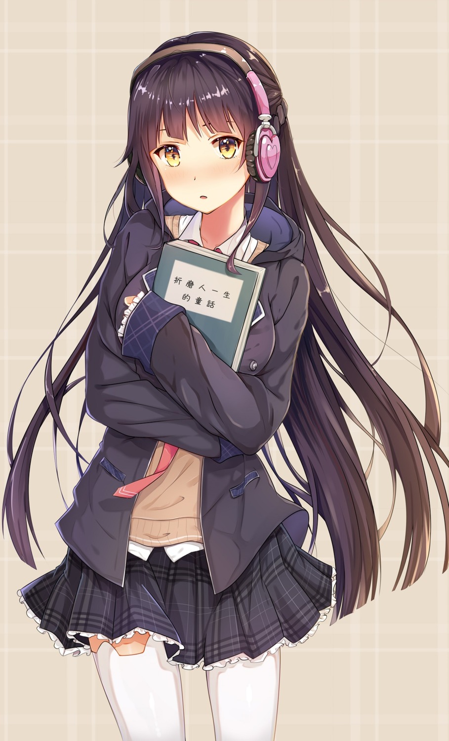 guanghe_zuoyong_de_de_yezi headphones nijisanji seifuku sweater thighhighs tsukino_mito