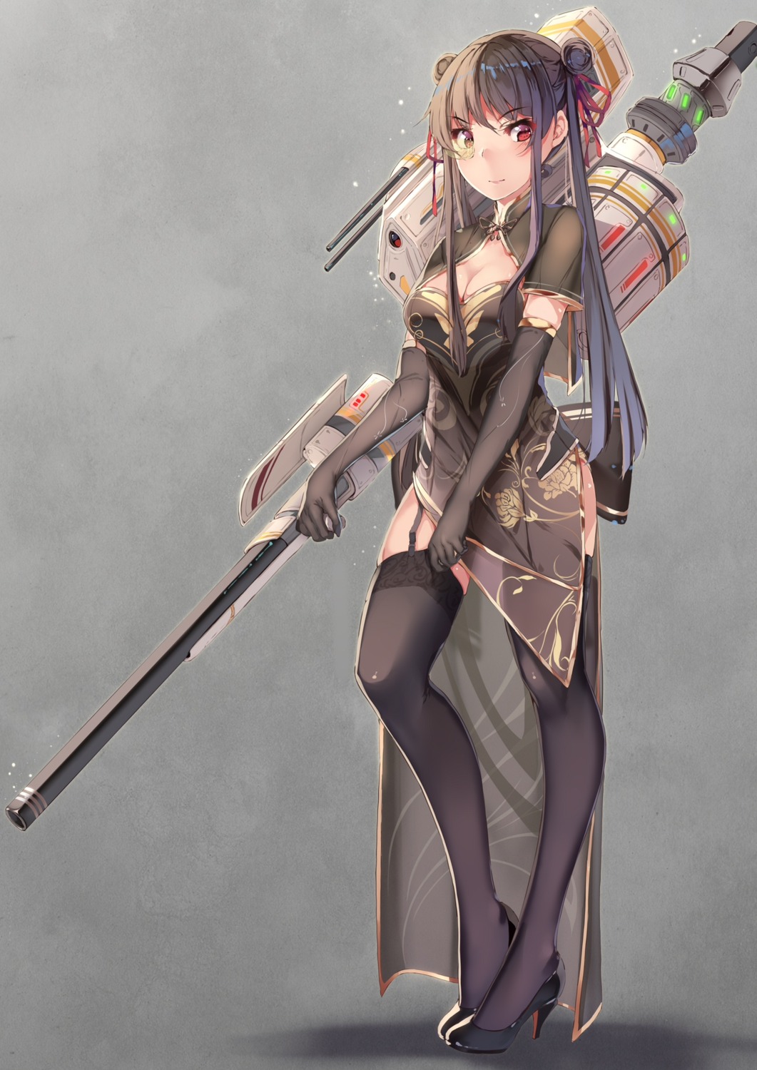 chinadress cleavage heels stockings thighhighs weapon yumemi_(kiowa)