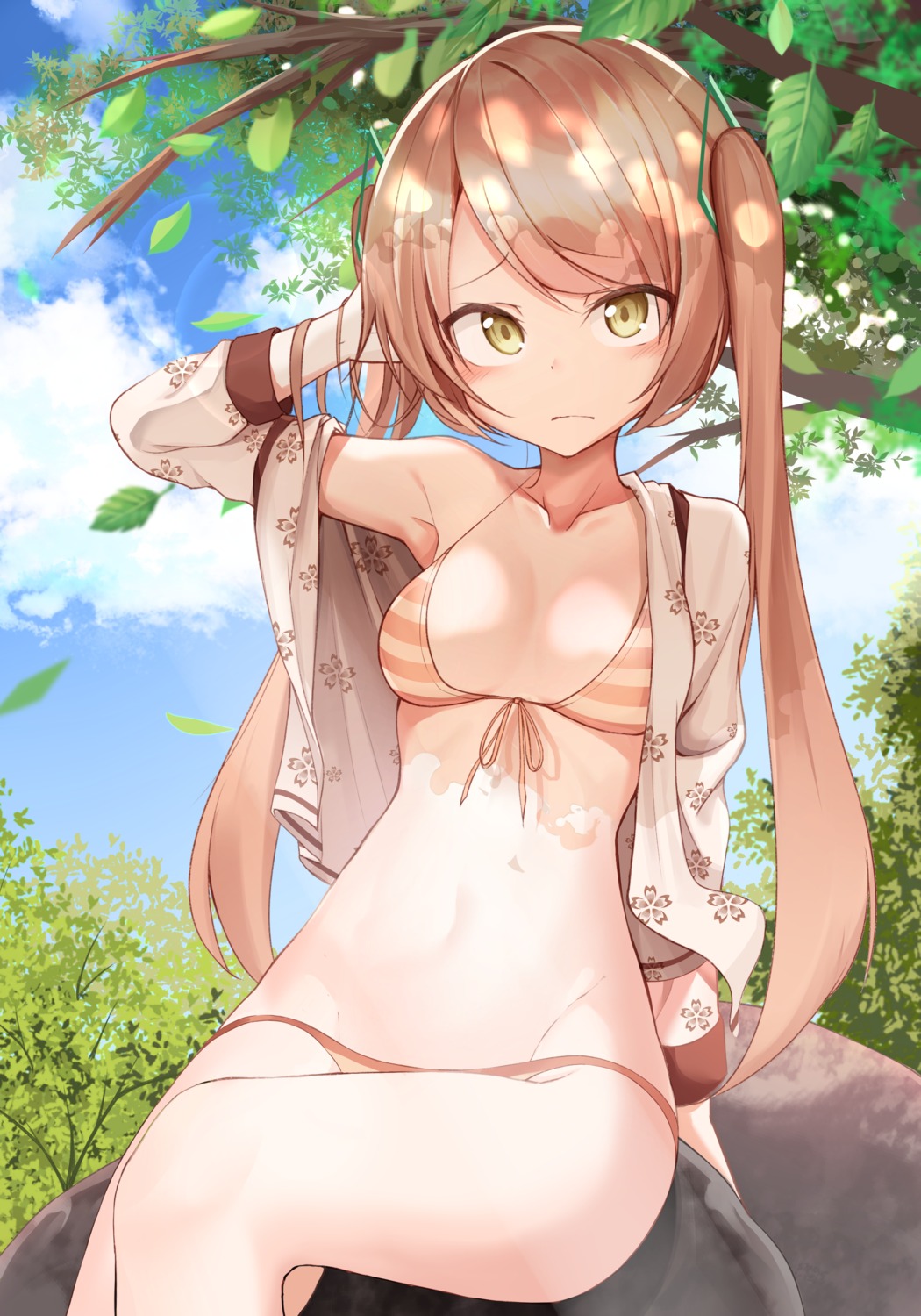 apple_ringo bikini cleavage open_shirt swimsuits