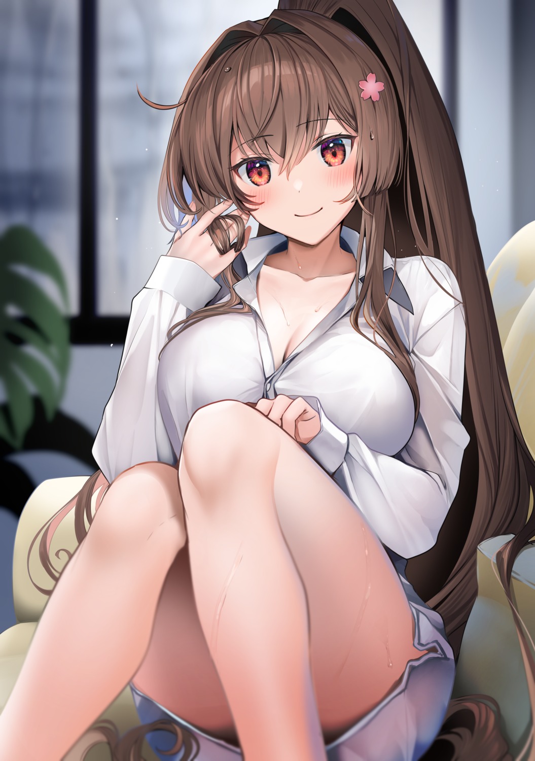 cleavage dress_shirt kantai_collection yamato_(kancolle) yunamaro