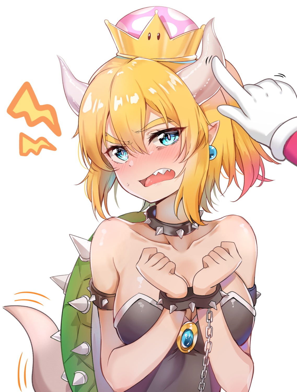 bondage bowsette breast_hold cleavage horns new_super_mario_bros._u_deluxe pointy_ears sunhyun tail