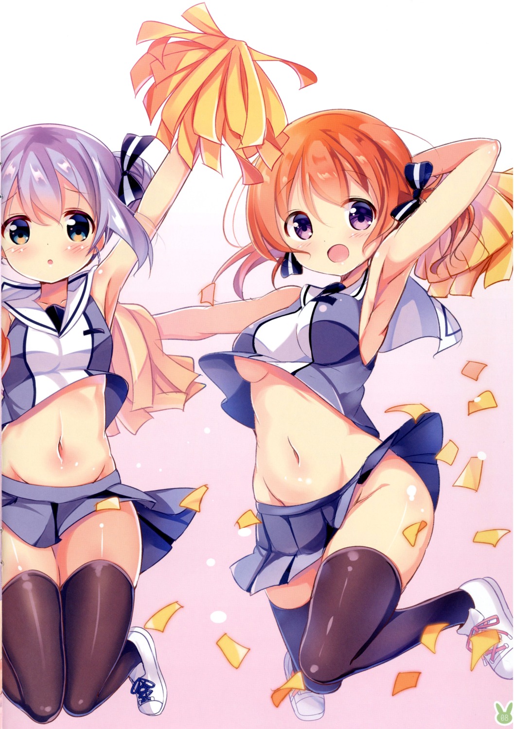 cheerleader gochuumon_wa_usagi_desu_ka? hoto_mocha kafuu_chino kurou_(quadruple_zero) loli no_bra nopan thighhighs underboob