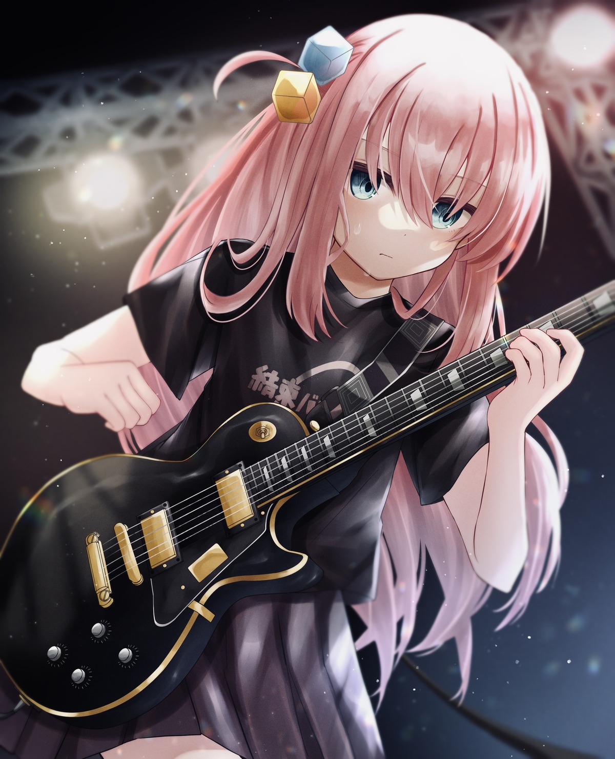 bocchi_the_rock! fujimaru_(pixiv6849240) gotou_hitori guitar seifuku