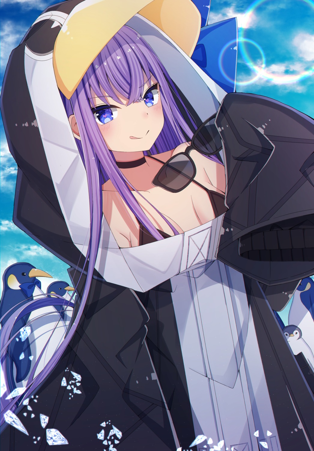 bikini_top cleavage fate/grand_order megane meltryllis penguin sapphire_(sapphire25252) swimsuits