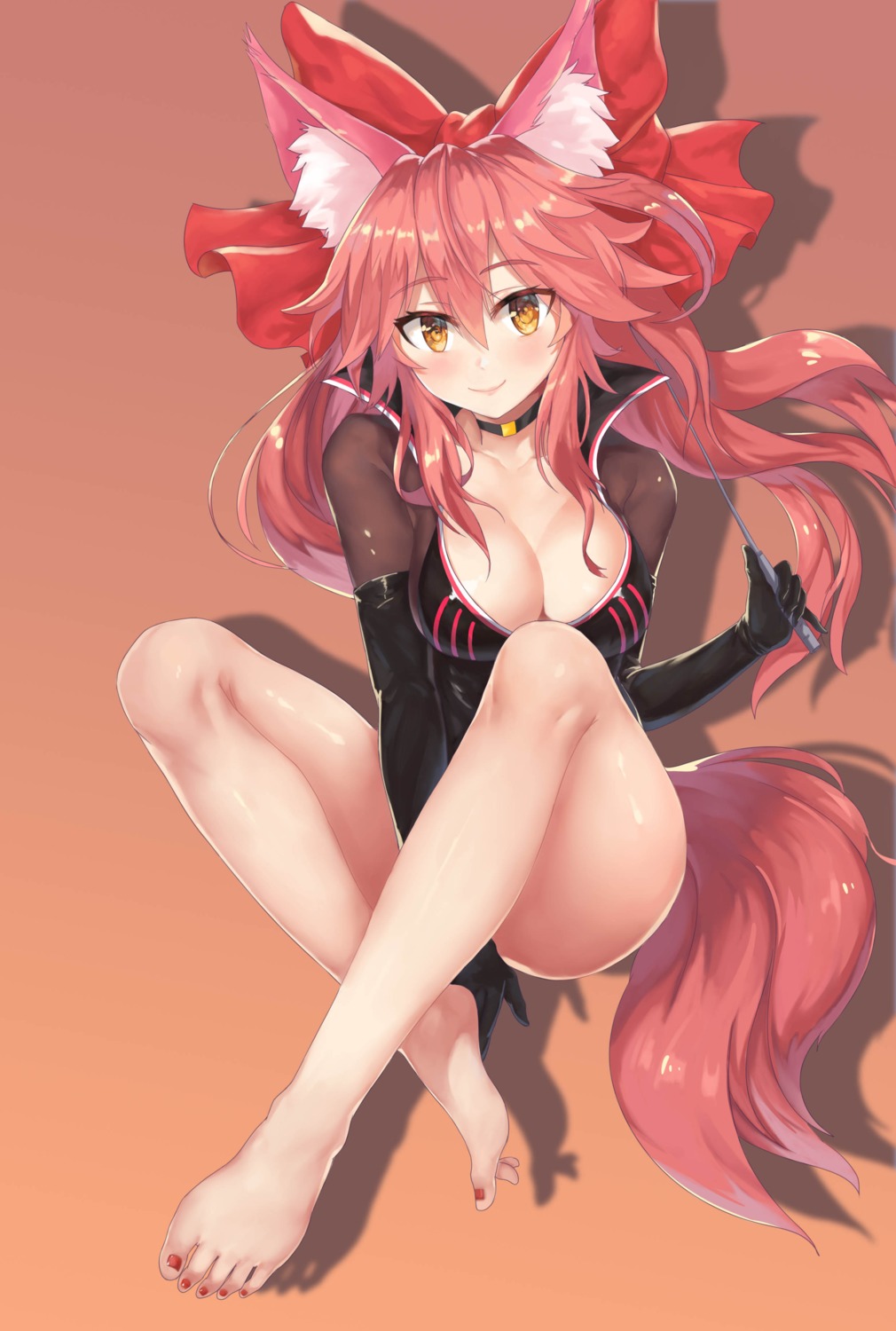 animal_ears cleavage fate/grand_order feet tail tamamo_no_mae weapon xiao_miao