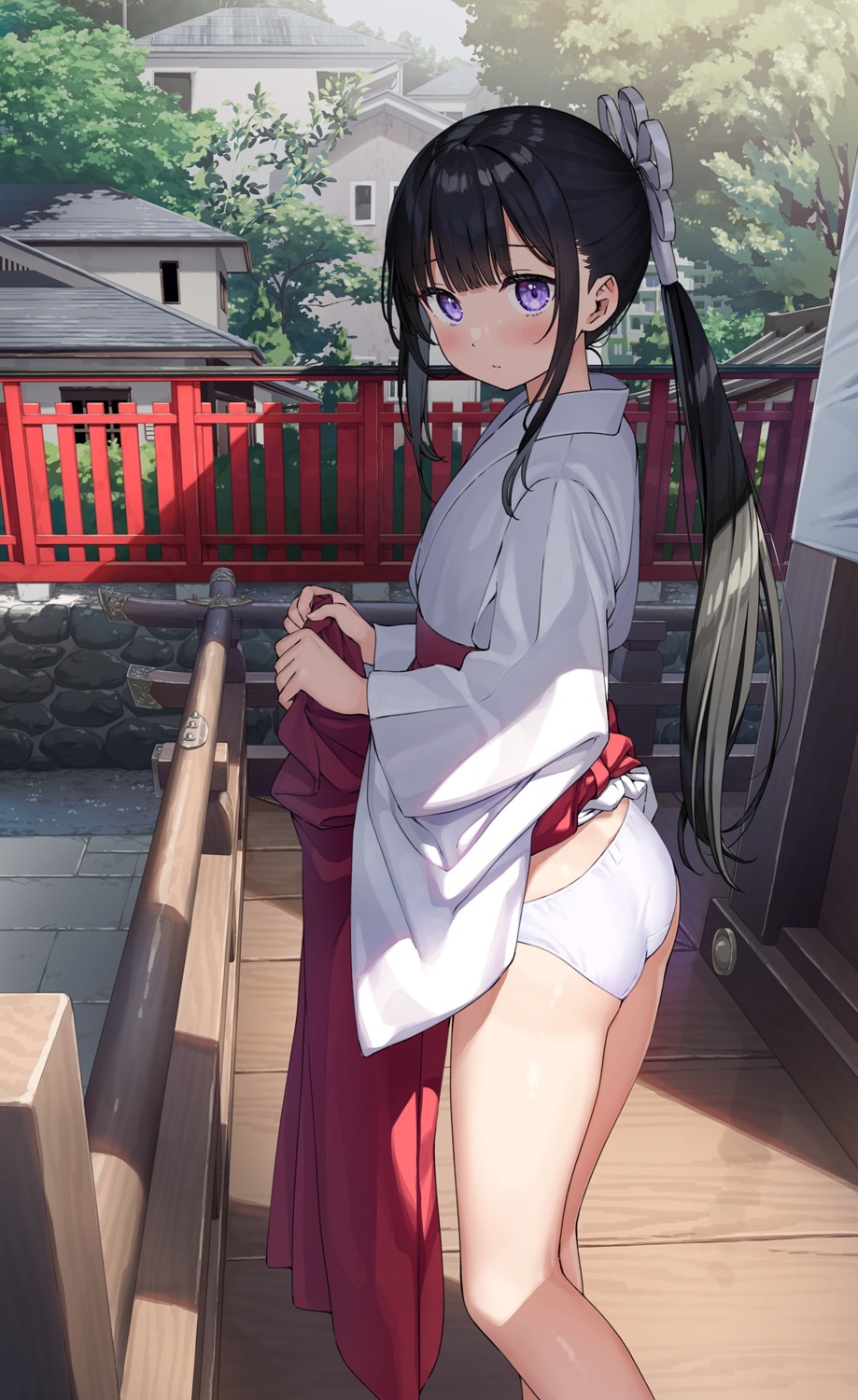 ass kantoku miko pantsu skirt_lift