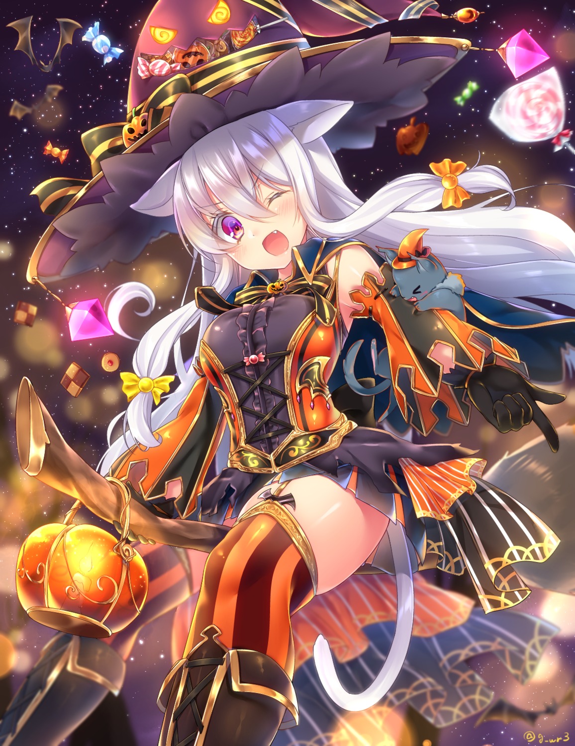 animal_ears dress halloween jiiwara stockings tail thighhighs witch