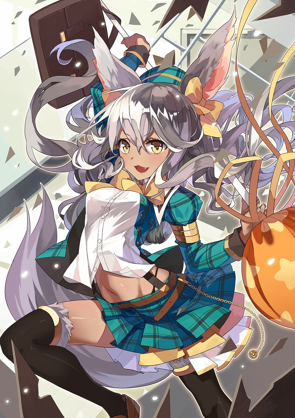 animal_ears erect_nipples kaku-san-sei_million_arthur seifuku selenoring thighhighs