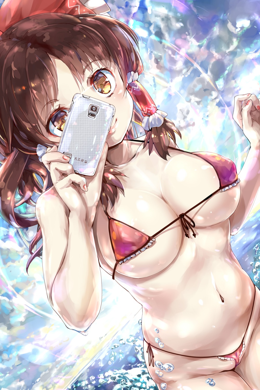 bikini cameltoe erect_nipples hakurei_reimu kntrs_(knyrs) swimsuits thong touhou