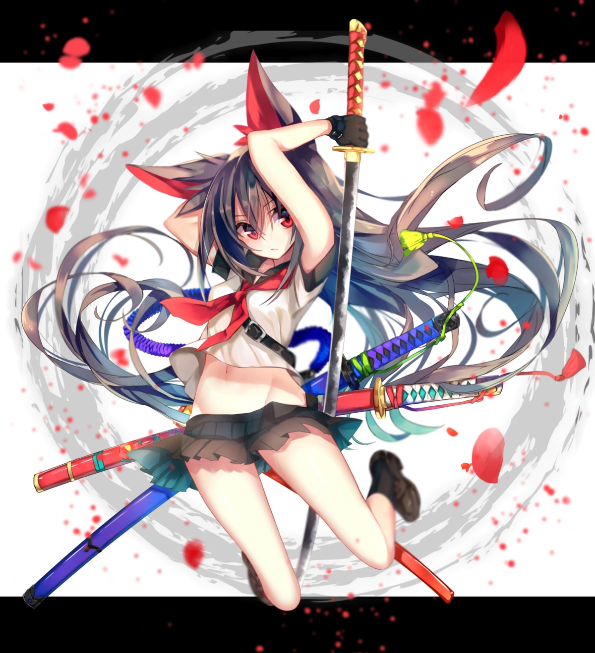 amakawa_sakko animal_ears kitsune seifuku sword