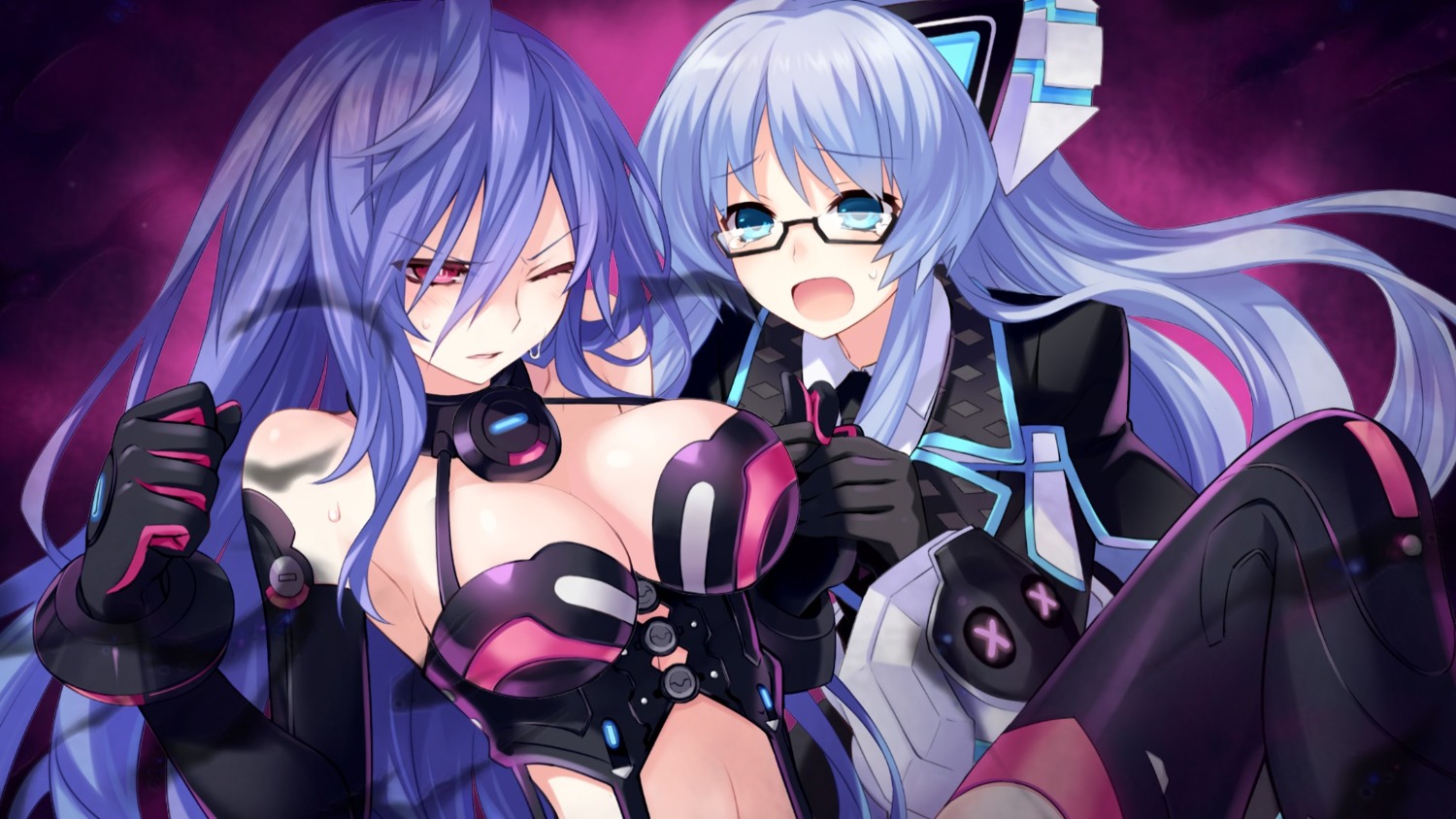 choujigen_game_neptune cleavage game_cg iris_heart kiseijou_rei megane tsunako