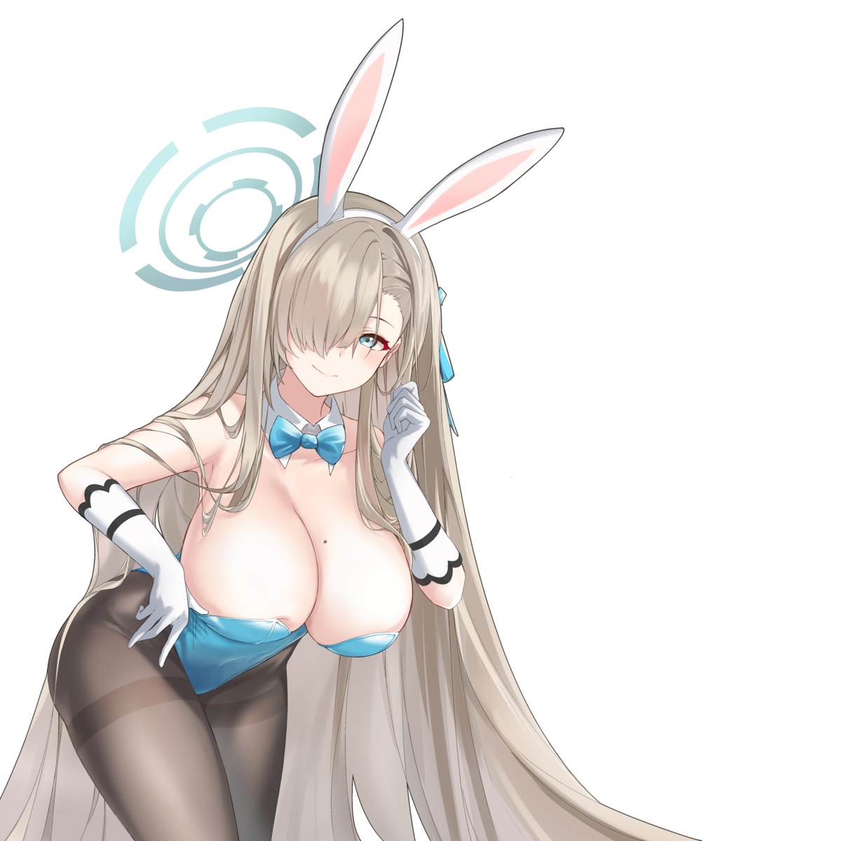 animal_ears blue_archive bunny_ears bunny_girl halo ichinose_asuna no_bra pantyhose shionji_ax