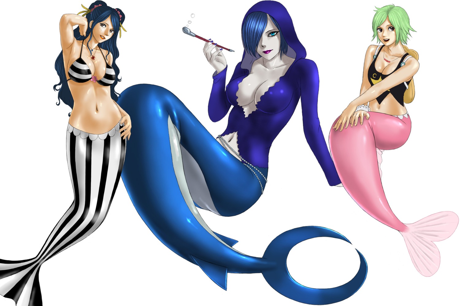 bikini_top camie cleavage ishilly mermaid monster_girl one_piece sharley swimsuits toten