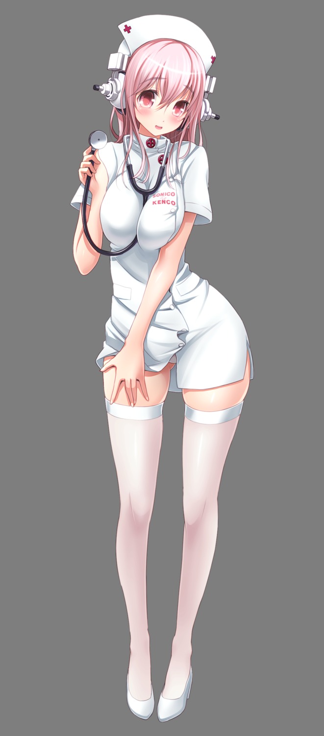 breast_hold headphones mag_kan nurse pantsu skirt_lift sonico super_sonico thighhighs transparent_png v-mag