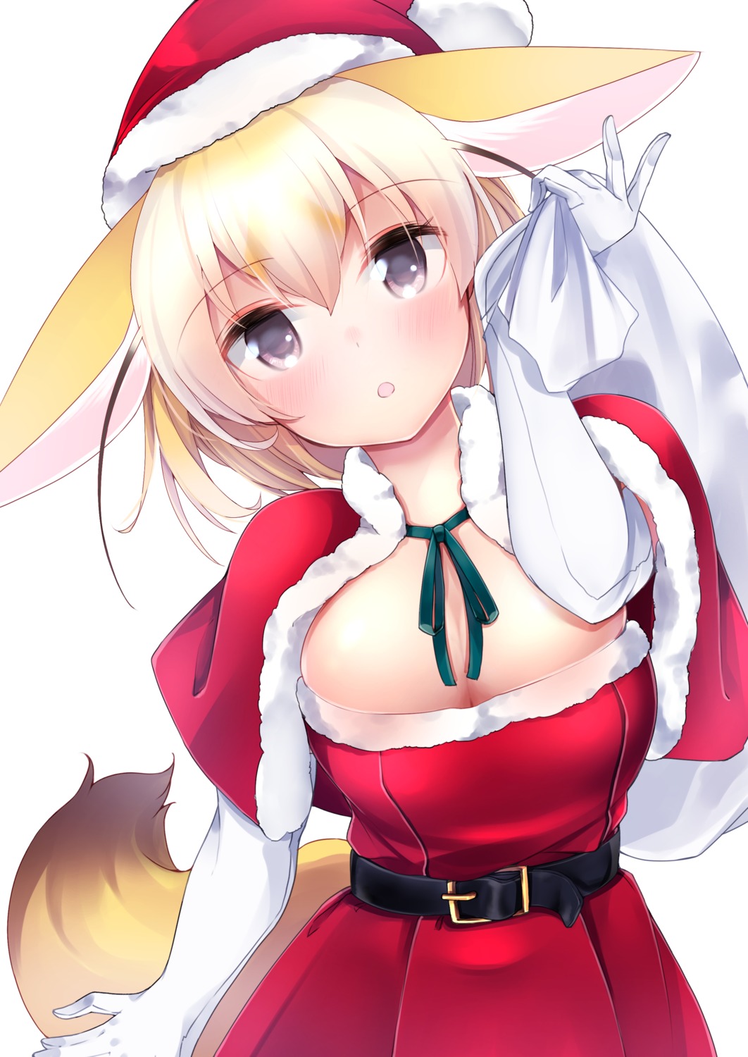 animal_ears christmas dress fennec_(kemono_friends) kemono_friends kinou_no_shika no_bra tail