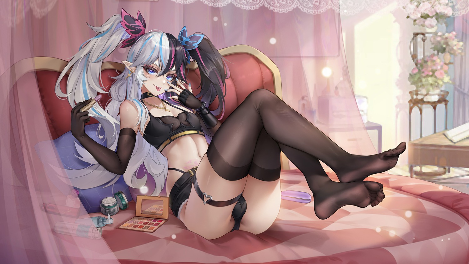 feet gins male pointy_ears thighhighs trap