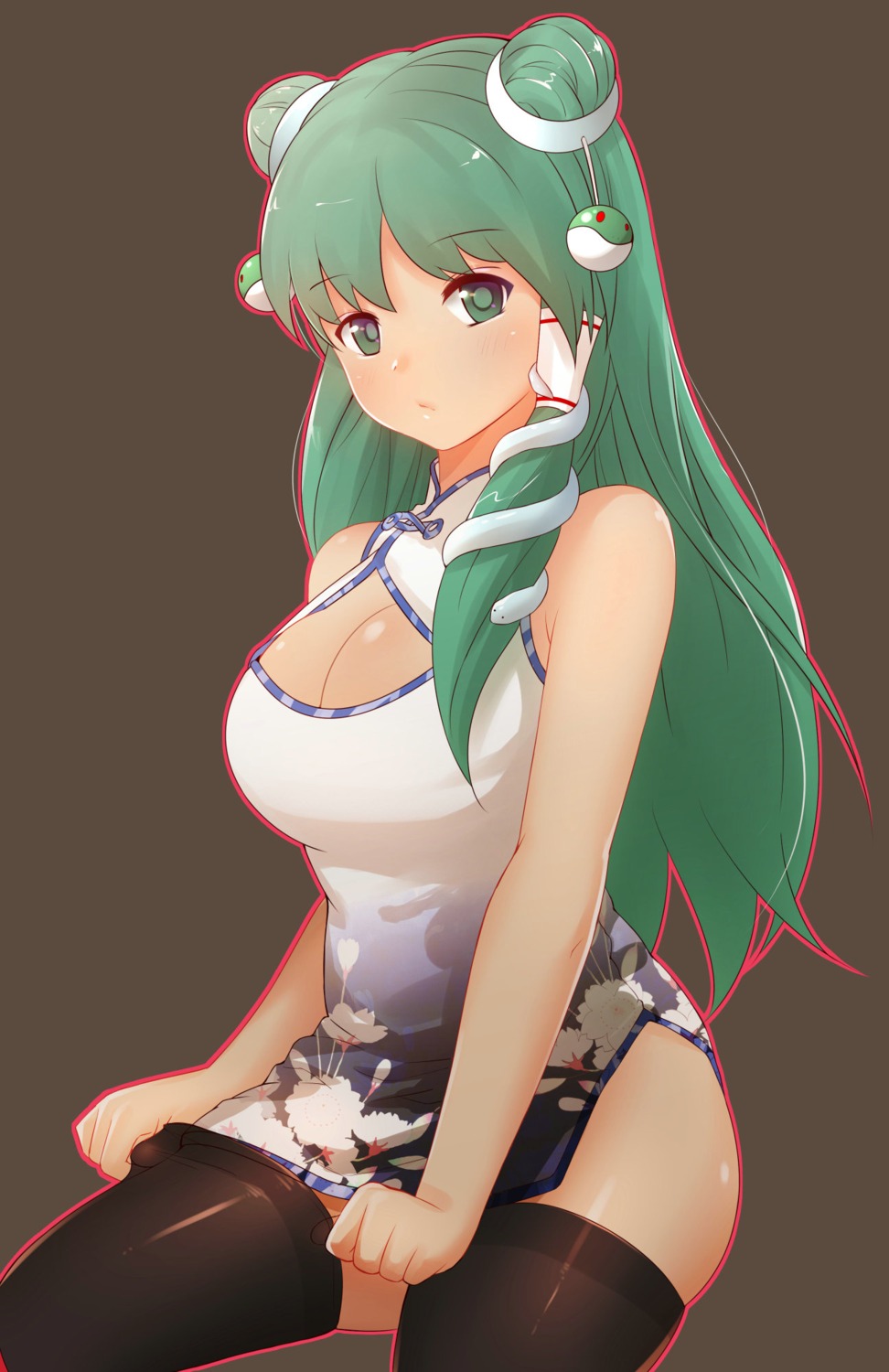 chinadress cleavage kochiya_sanae see_through thighhighs touhou x&x&x