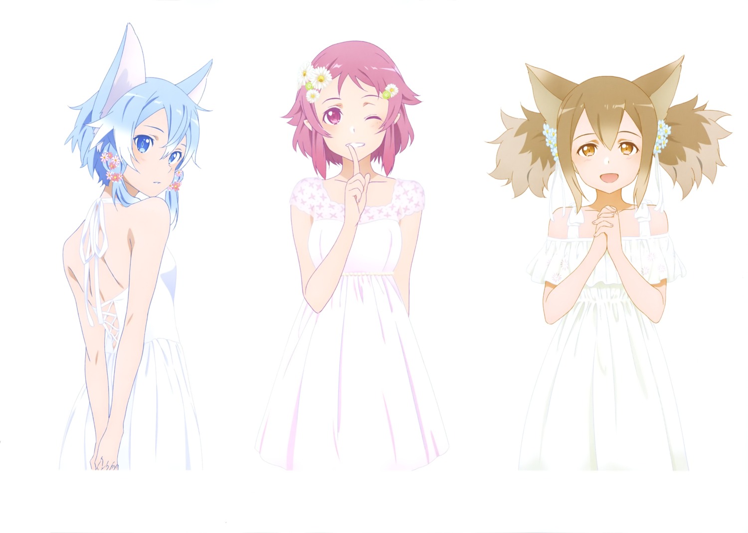 alfheim_online animal_ears dress lisbeth silica sinon summer_dress sword_art_online