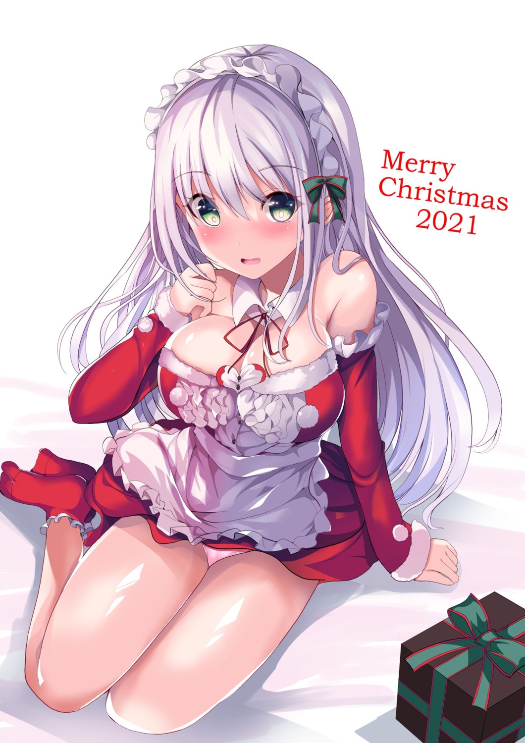 christmas maid no_bra pantsu skirt_lift sumisuzu