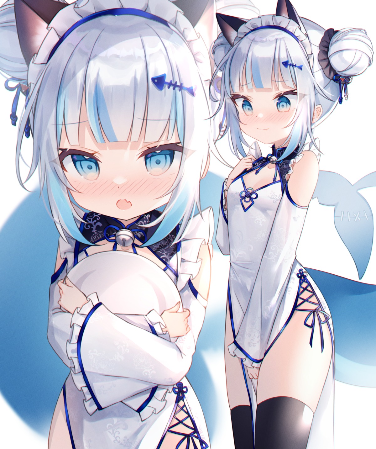 animal_ears chinadress gawr_gura hololive hololive_english loli nekomimi shouu-kun tail thighhighs