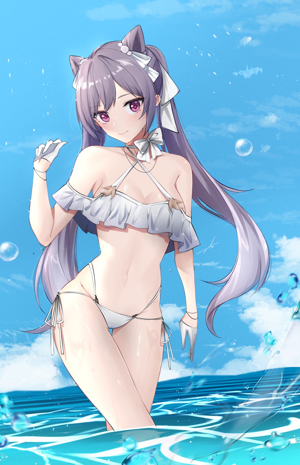 bikini feint721 genshin_impact keqing swimsuits wet