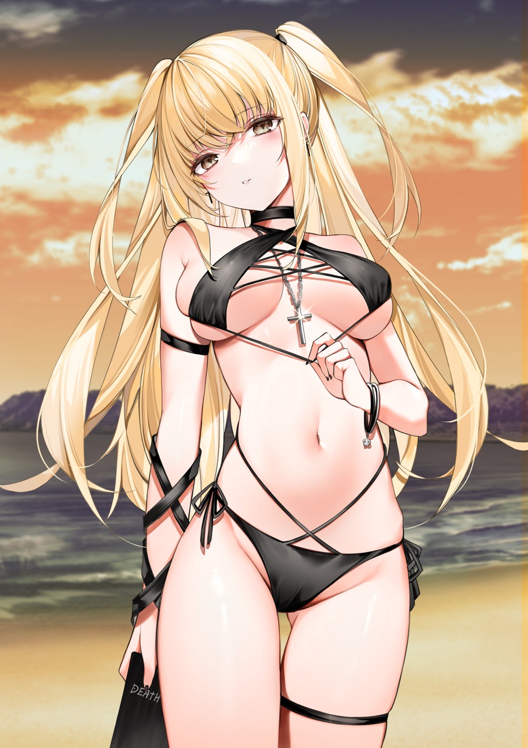 amane_misa bikini death_note garter swimsuits undressing yukineko1018