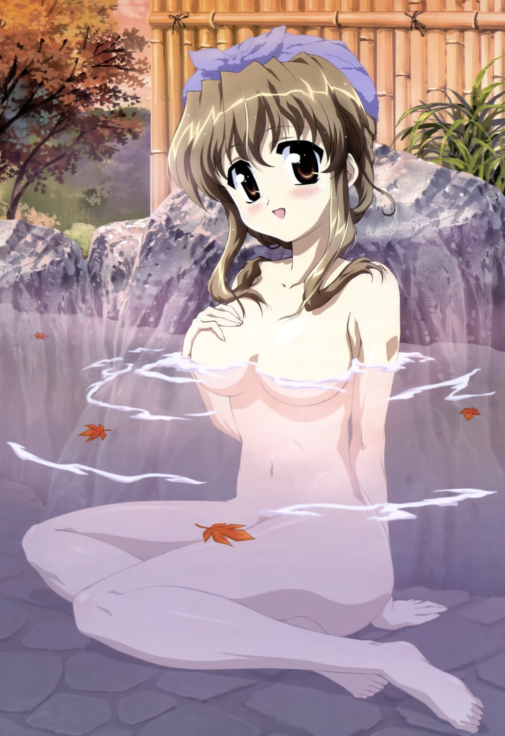 bathing naked nogizaka_haruka nogizaka_haruka_no_himitsu onsen sakurai_chikara wet