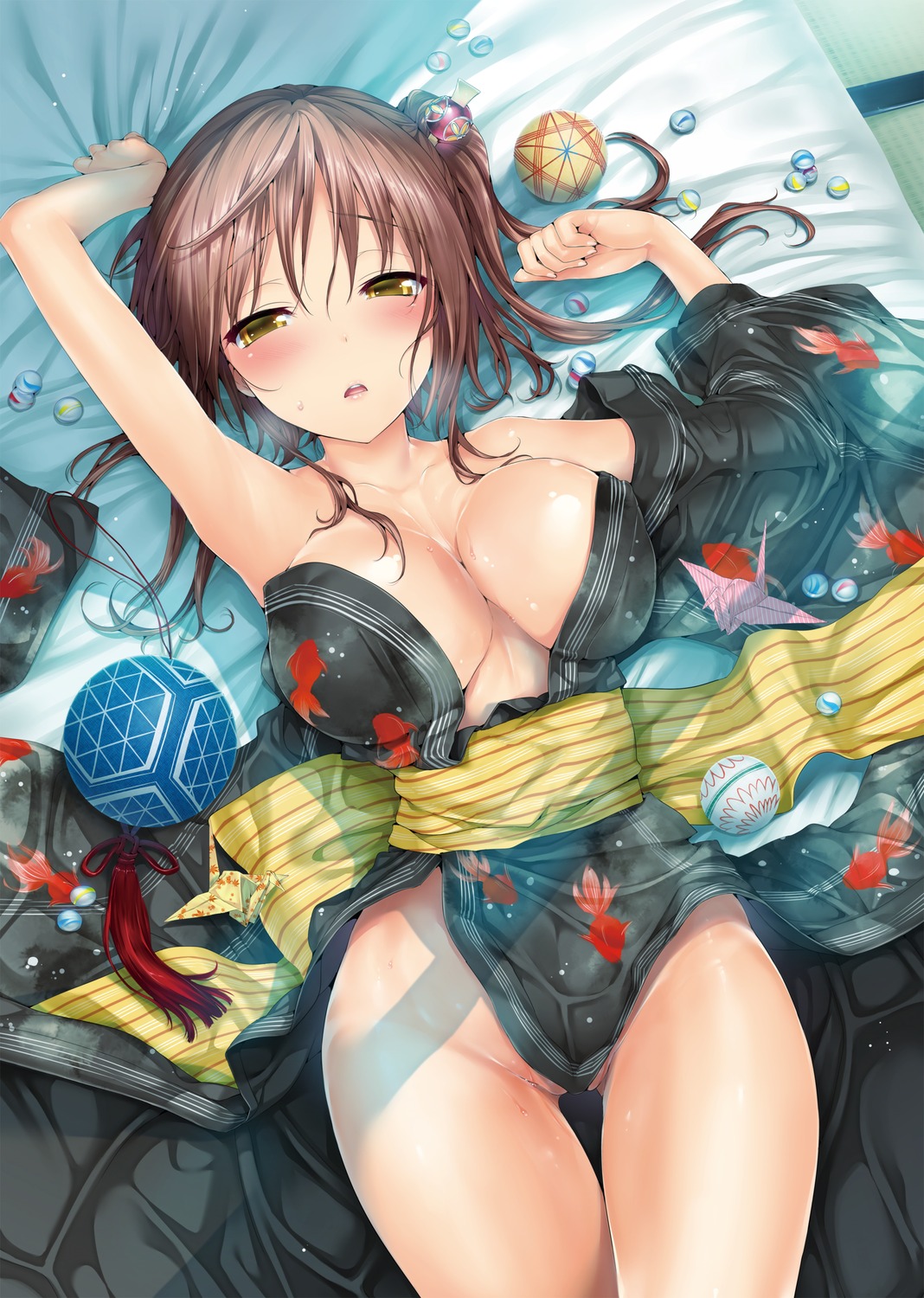 digital_version hisasi no_bra nopan open_shirt wet yukata