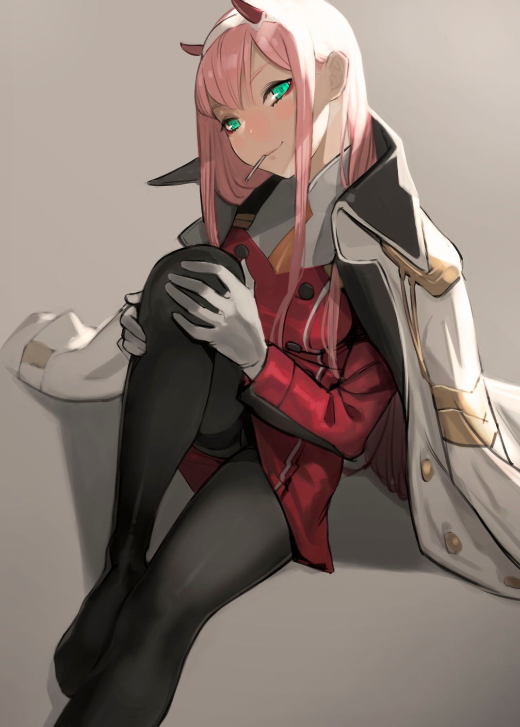 darling_in_the_franxx horns jpeg_artifacts pantyhose uniform yom zero_two_(darling_in_the_franxx)
