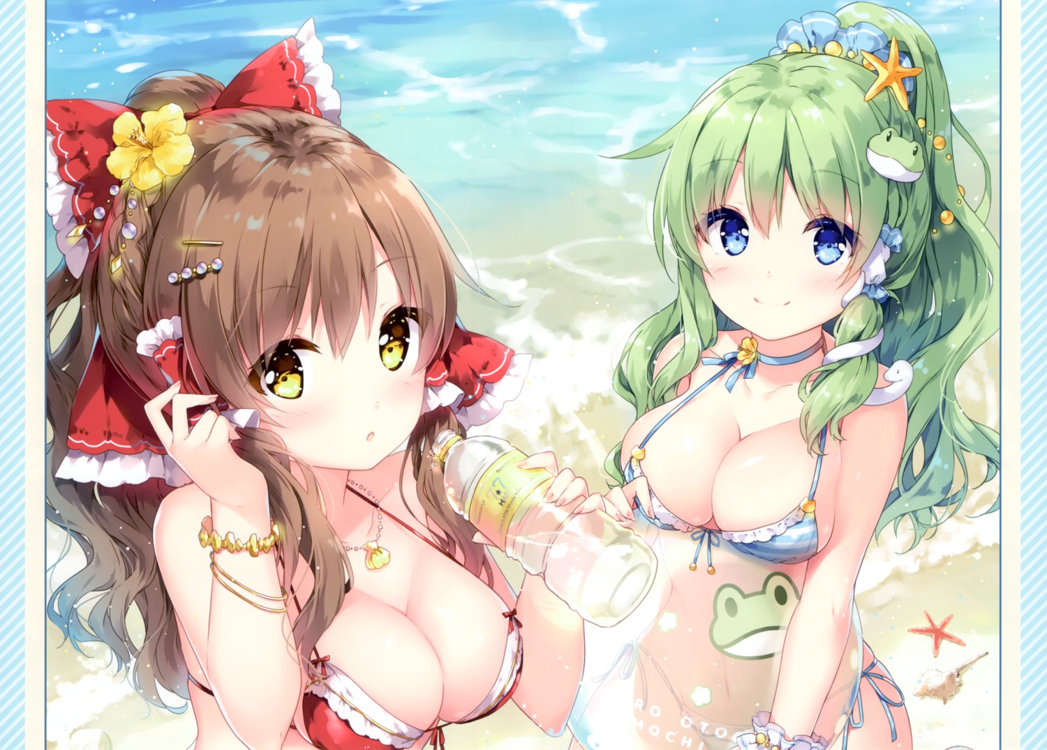 bikini bikini_top hakurei_reimu kochiya_sanae mochizuki_shiina swimsuits touhou