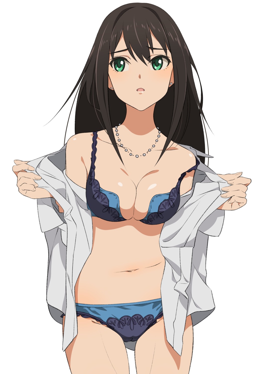 bra cleavage dress_shirt hapisam open_shirt pantsu shibuya_rin the_idolm@ster the_idolm@ster_cinderella_girls undressing