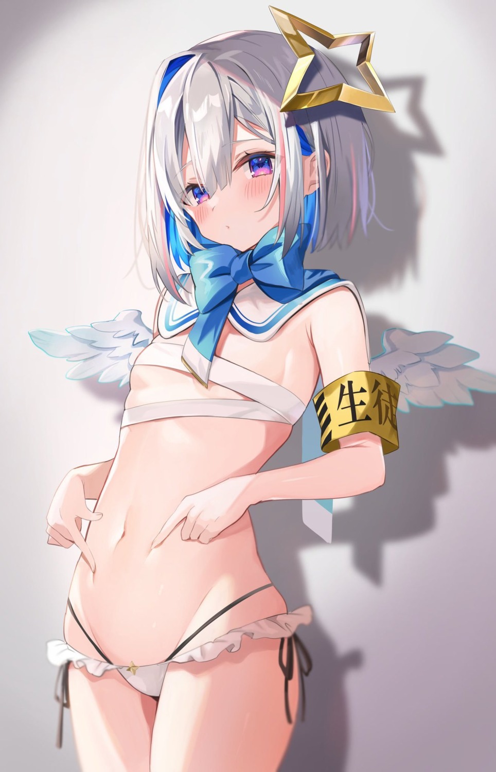 amane_kanata angel bikini hololive sarashi satoupote swimsuits wings