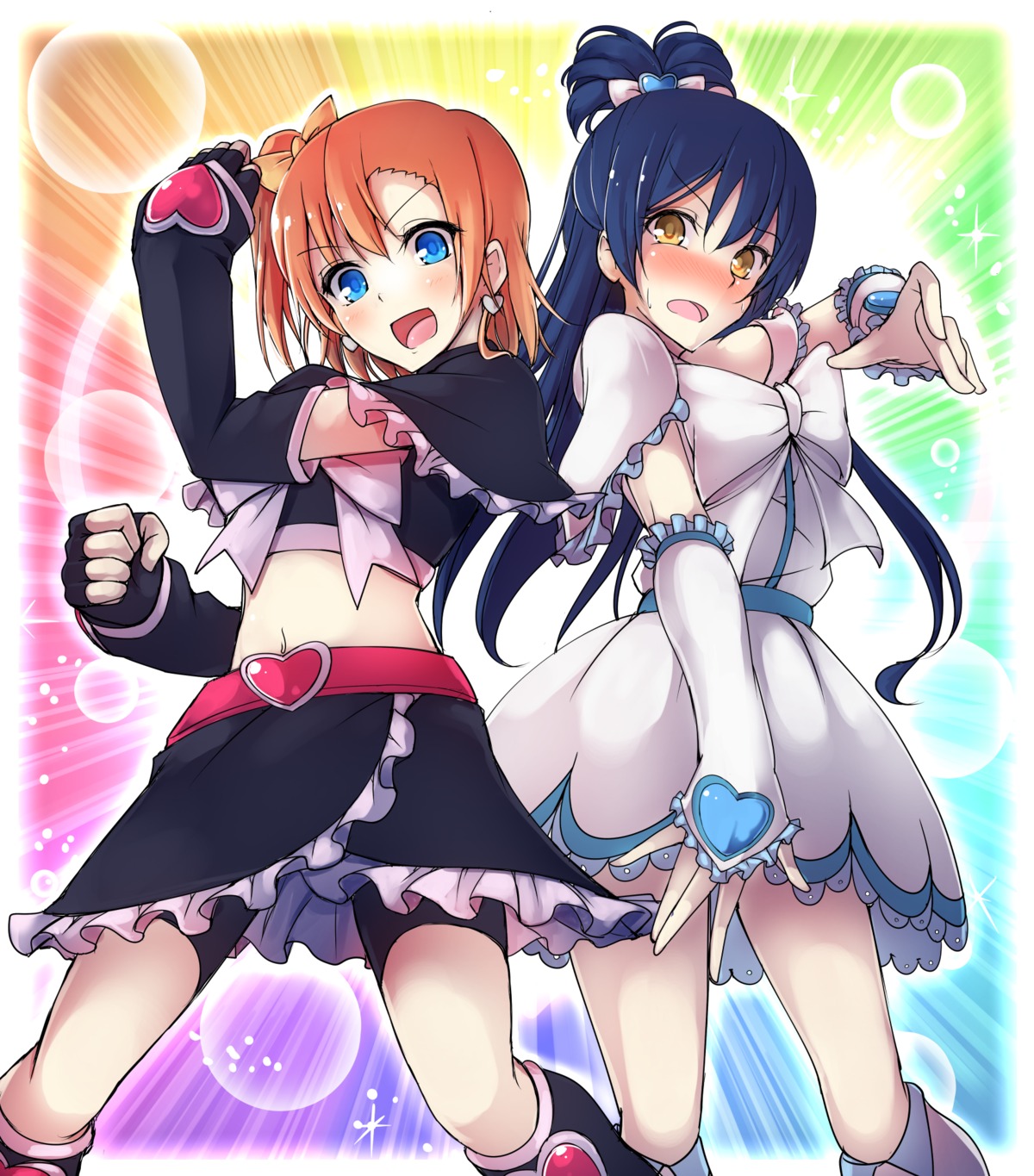 bike_shorts cosplay dress futari_wa_precure korezyanai kousaka_honoka love_live! love_live!_(series) misumi_nagisa precure sonoda_umi yukishiro_honoka