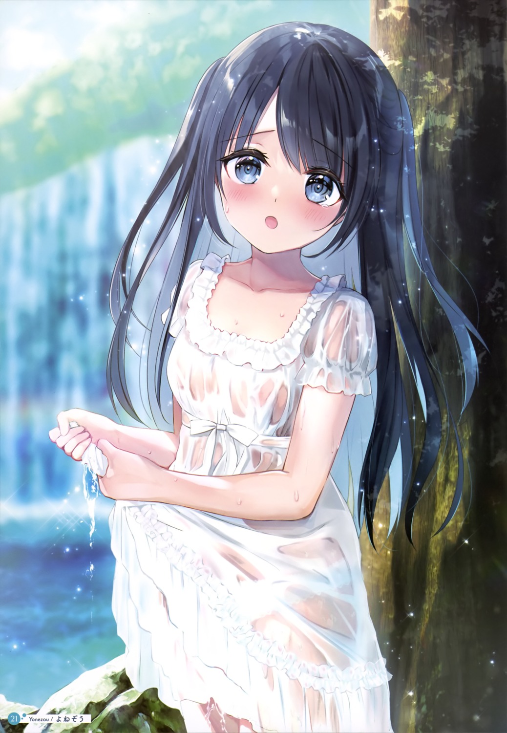 areola dress loli no_bra see_through summer_dress wet wet_clothes yonezou