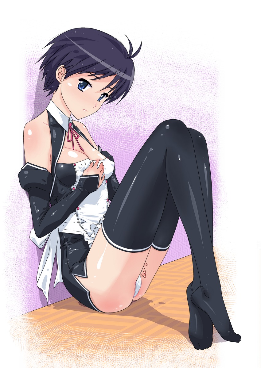 cosplay dream_c_club erect_nipples kikuchi_makoto maid mine pantsu the_idolm@ster thighhighs