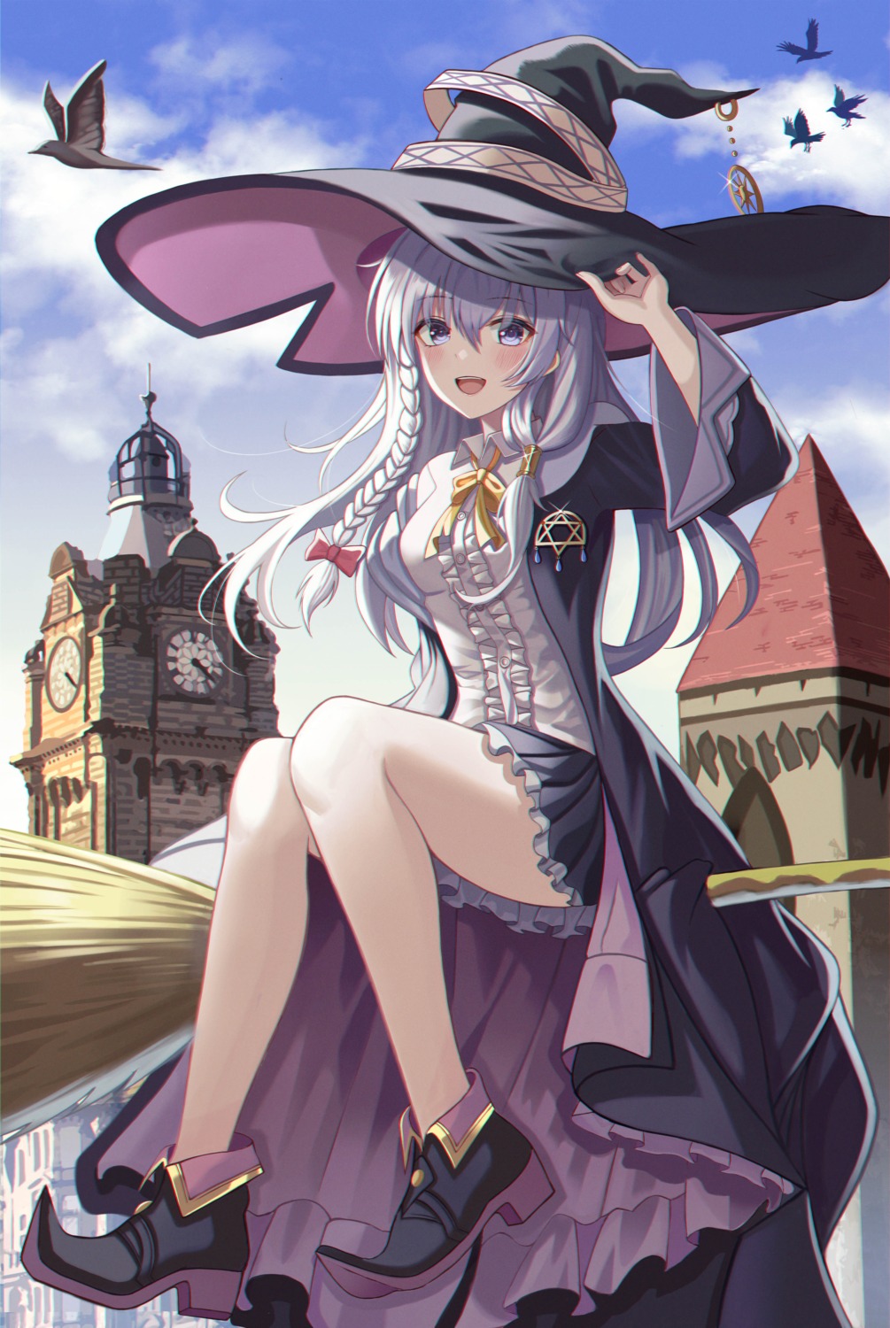 elaina_(majo_no_tabitabi) heels majo_no_tabitabi poise skirt_lift witch